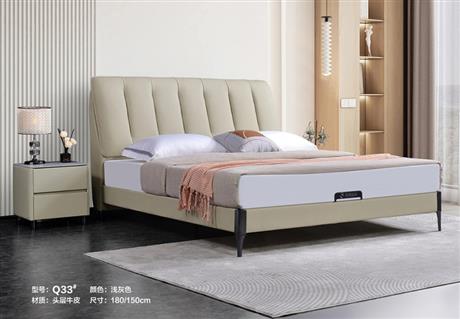 Q33#头层牛皮软床（带柜）