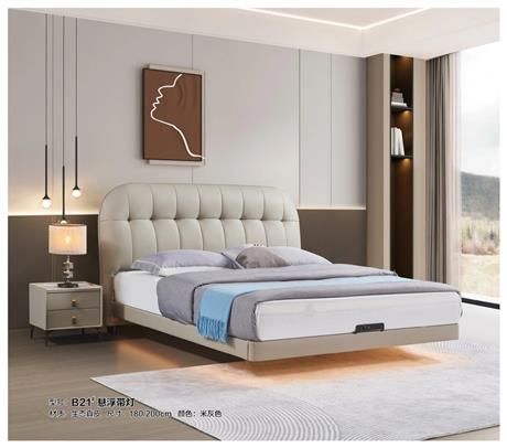 B21#真皮软床（带柜）